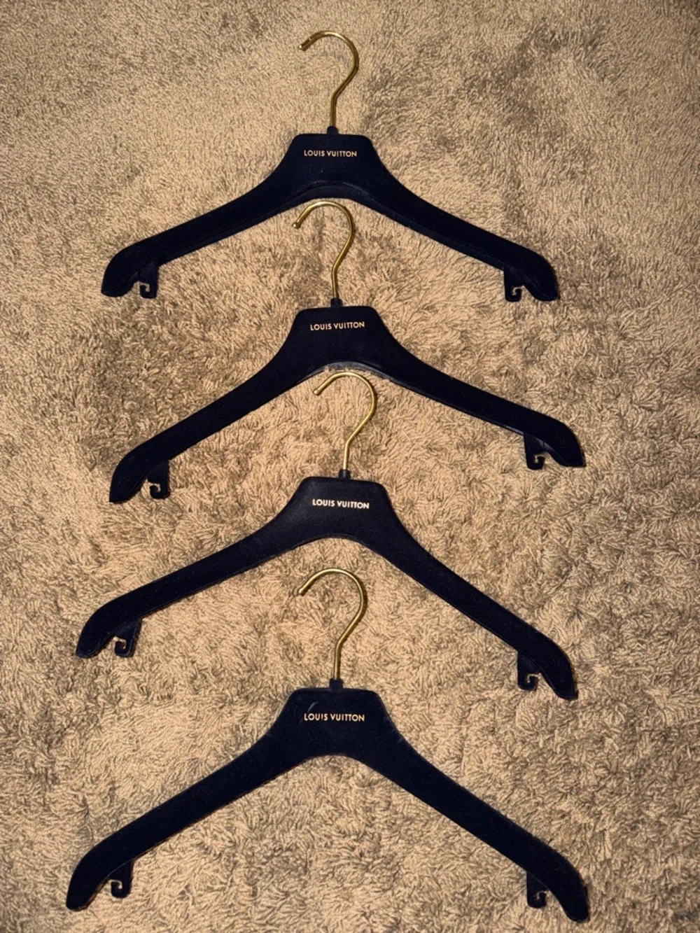Louis Vuitton Navy Velvet Hangers with Gold Hooks - Set of 4